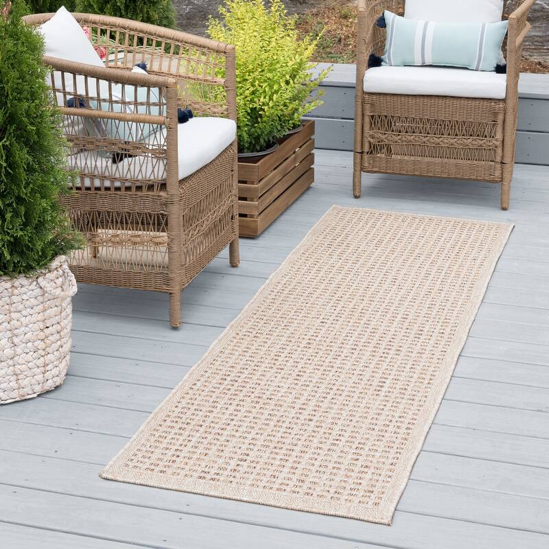 Dennis Coastal Windowpane Indoor/Outdoor Area Rug