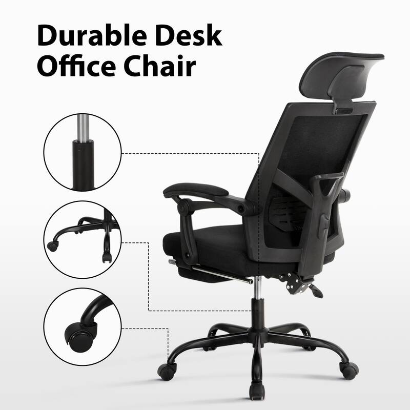 Ergonomic Mesh Office Chair with Adjustable Lumbar Support & Footrest