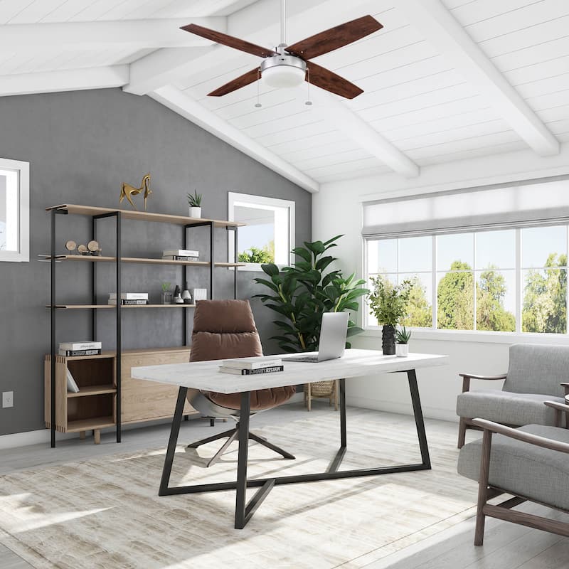 52" Prominence Home Memphis Pewter Contemporary Indoor LED Ceiling Fan with Light, Pull Chain
