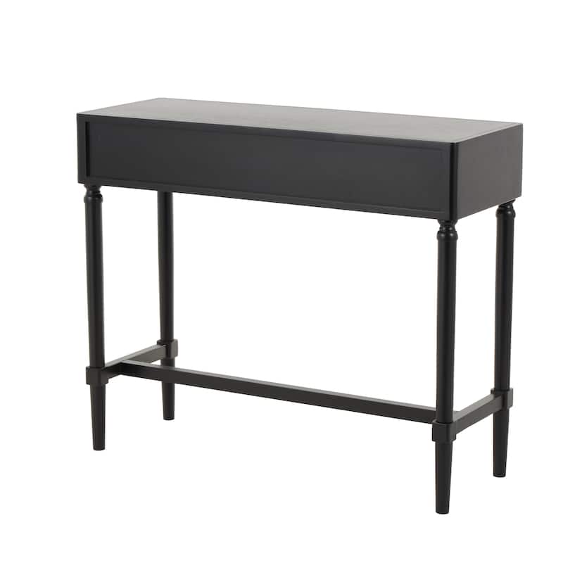 Wood Handmade 2 Drawer Console Table with Gold Handles - Black - Roche River Decor