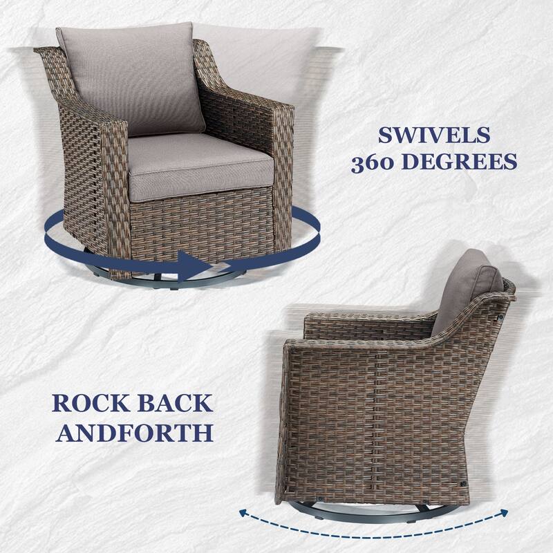 Gymojoy Outdoor Wicker Swivel Glider Chairs with Cushions