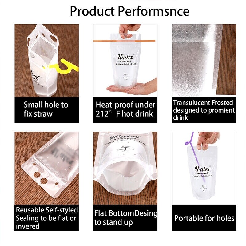 100Pcs Drink Pouches with Straw and Funnel Bed Bath Beyond 40198529