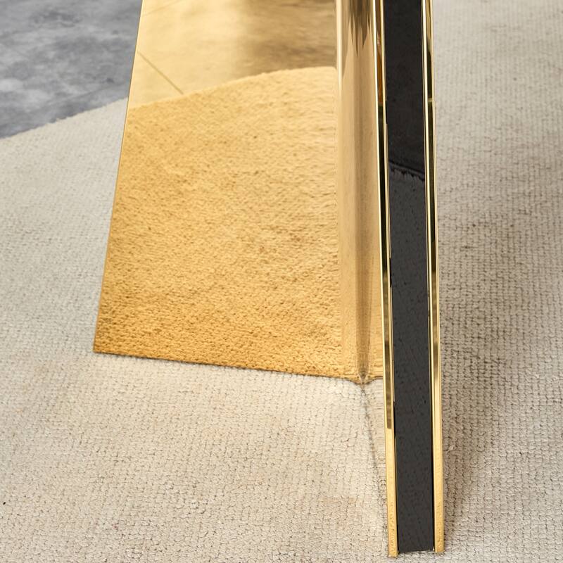 7-Piece Luxury Dining Table and Chair Set, Stone Tabletop Rectangular Table with Stainless Steel Butterfly Legs and 6 PU Chairs