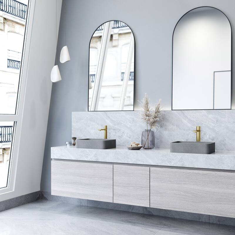 VIGO Segovia 16"L x 12"W x 4"H Concreto Stone Rectangular Bathroom Vessel Sink