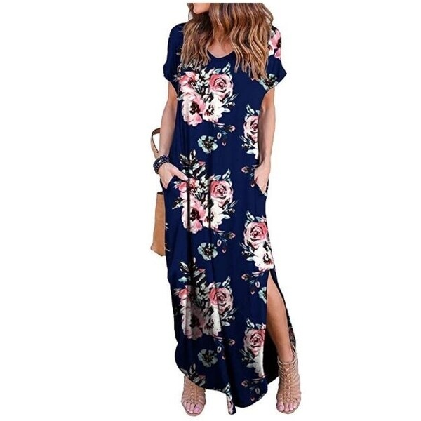 women's short sleeve maxi dresses
