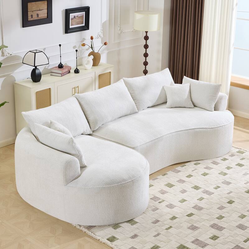 124.5-Inch Modern Compressed Boneless Sofa,Comes with 3 Back Pillows and 4 Throw Pillows