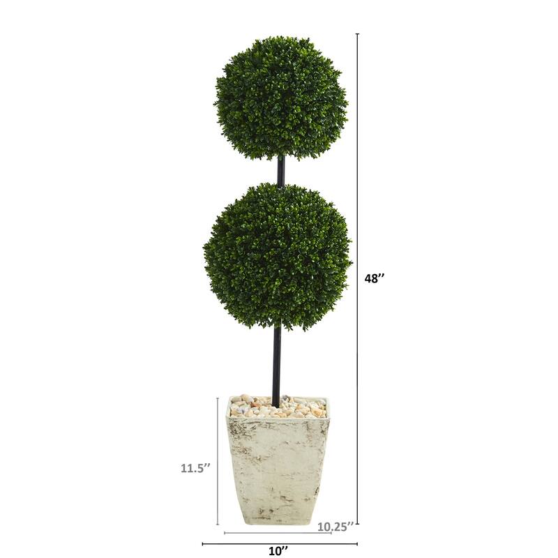 4ft Artificial Topiary Tree with Planter - Indoor Outdoor Decorative Bush - Green