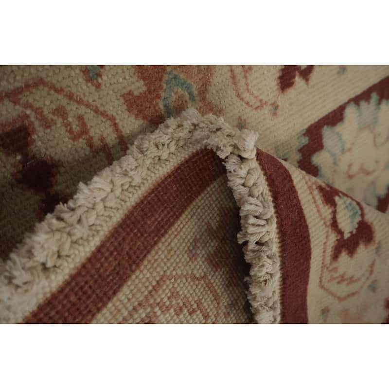 Hand Knotted Oriental 100% Wool Carpet Traditional All-Over Oranges & Rust Ziegler Area Rug - 4' 0'' X 2' 0''