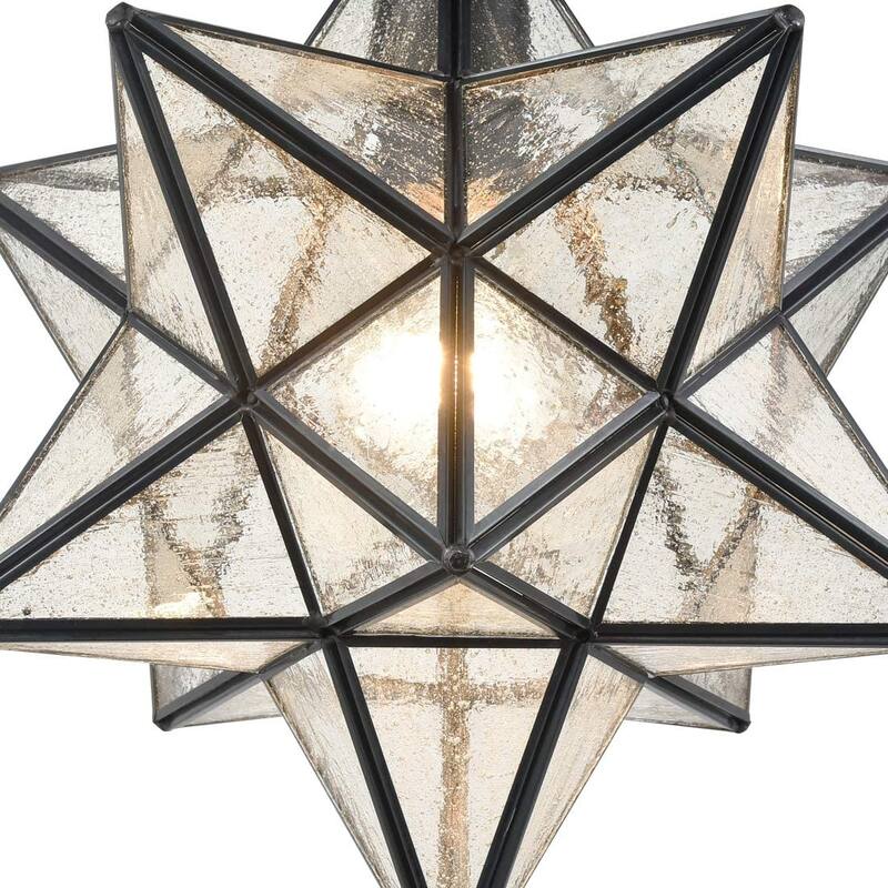Ferrara Moravian Star Light Flush Mount Ceiling Light with Seeded Glass Shade 12-inch
