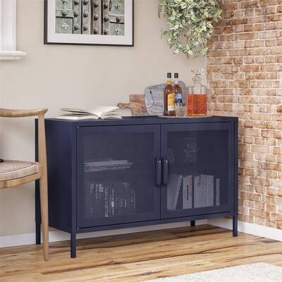 The Novogratz Channing 2 Door Storage Cabinet-Mesh Metal Locker