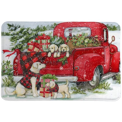 Christmas Red Truck Memory Foam Rug