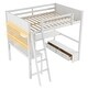 preview thumbnail 5 of 24, Full Size Loft Bed with L-Shaped Desk and LED Light, Solid Wood Loft Bedframe w/ 2 Drawers, Storage Bench & USB Charging Station