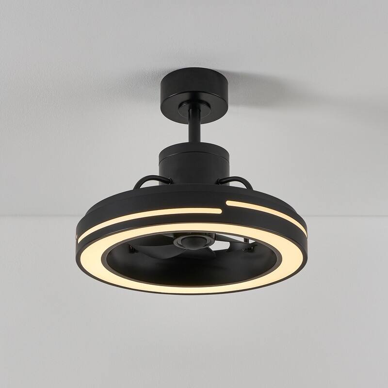 KAWOTI 18.97" Modern Black Integrated LED Fandelier