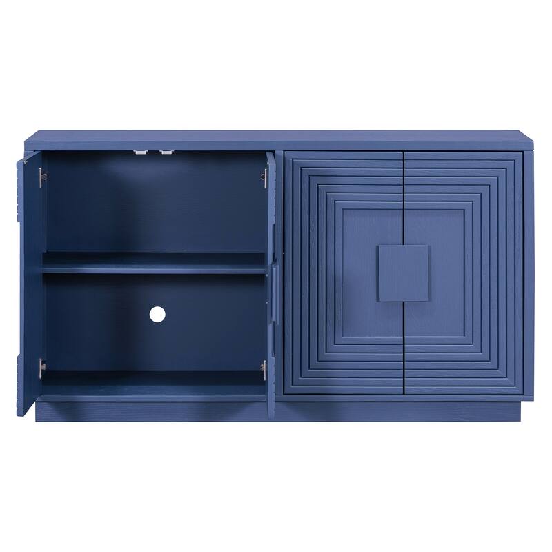 Classic Distressed Sideboard with Adjustable Shelves and Cable Management for Modern Living Rooms