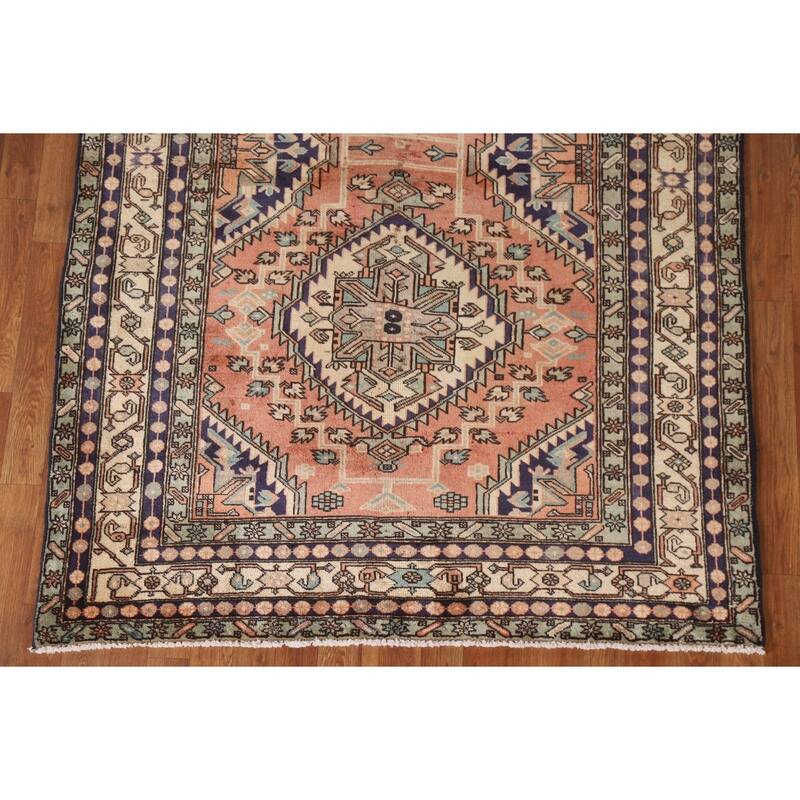 Geometric Ardebil Persian Vintage Area Rug Hand-knotted Wool Carpet - 4'9"x 10'0"