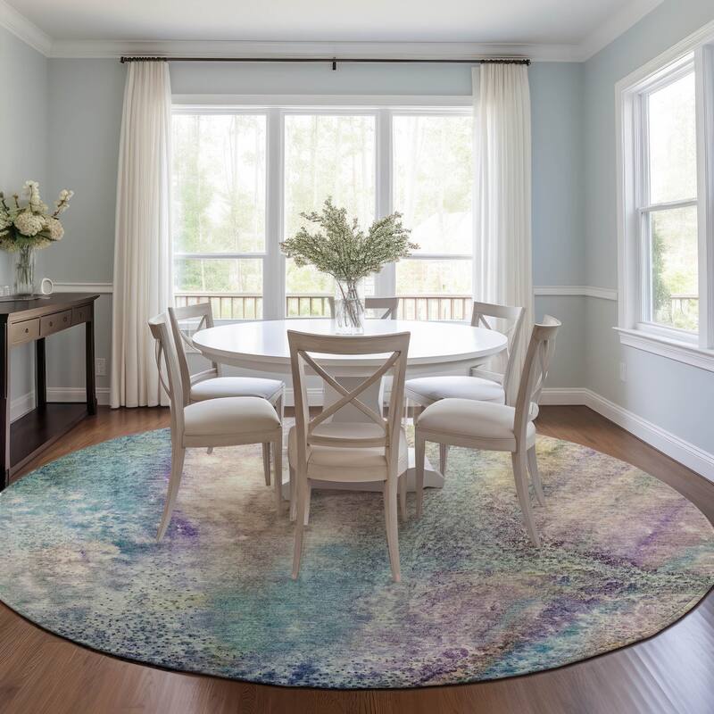 Alralo Modern Art-Inspired Weather Resistant Trendy Modern Round Outdoor Rug