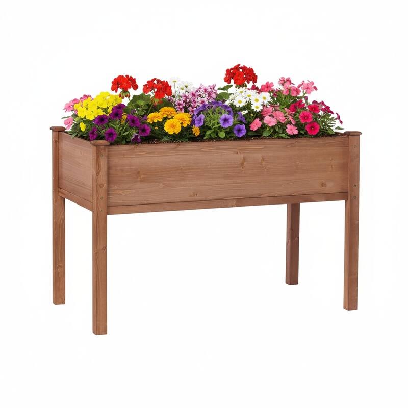 Natural Elevated Planter Box for Outdoor Use with Eco-Friendly Finish - Brown-48x24x30 inch