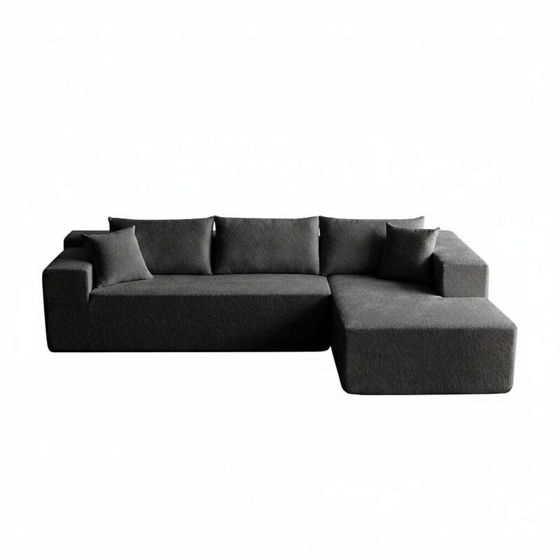 103.54" L-Shaped Modern High-Density Sponge Velvet Modular Sectional Sofa with Chaise & Pillows
