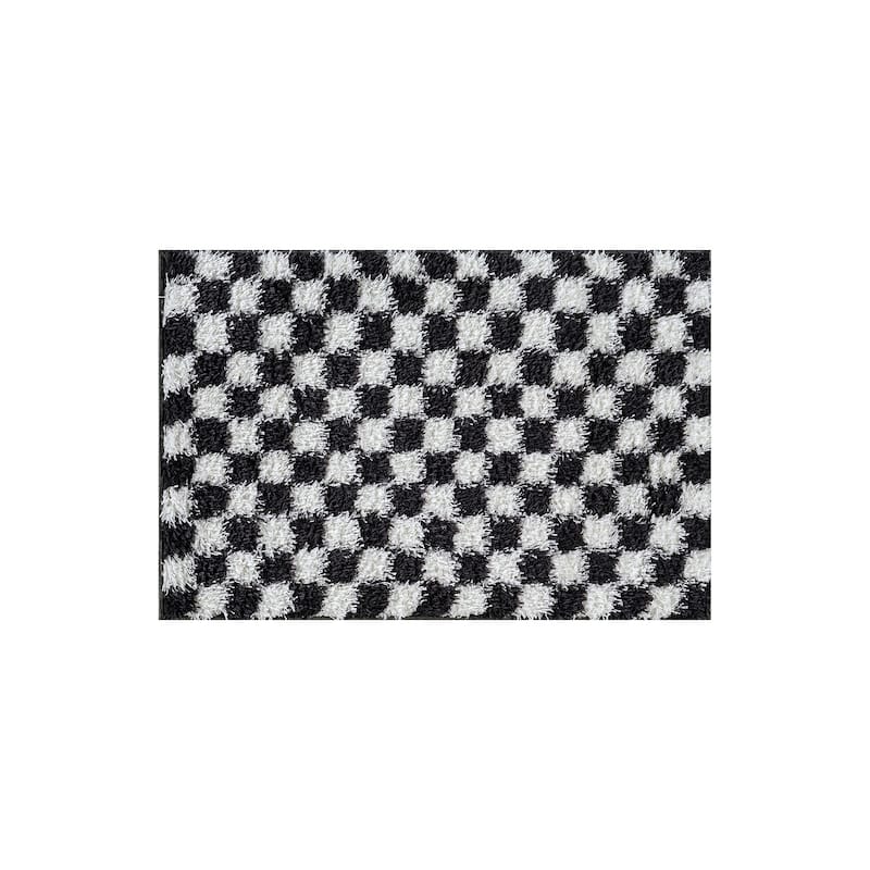 Block Shag Rug - Great for Living Room, Bedroom, or Entryway - Medium Pile, Easy to Clean - Anthracite Dark Gray