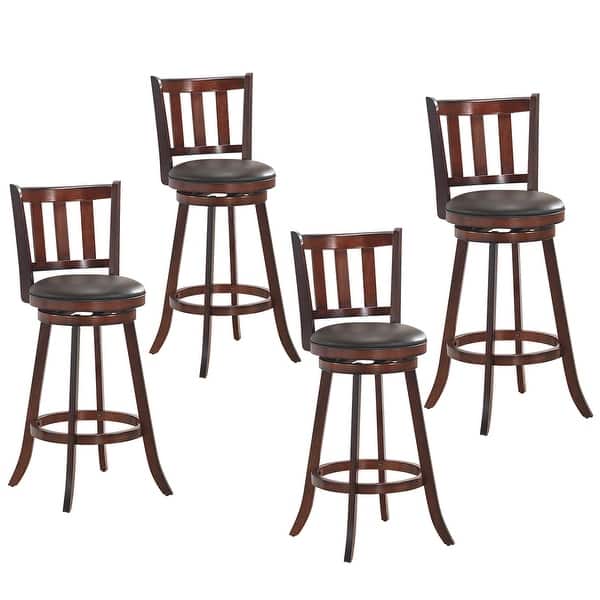 Shop Black Friday Deals On Costway Set Of 4 29 5 Swivel Bar Stool Leather Padded Dining Kitchen Overstock 29745547