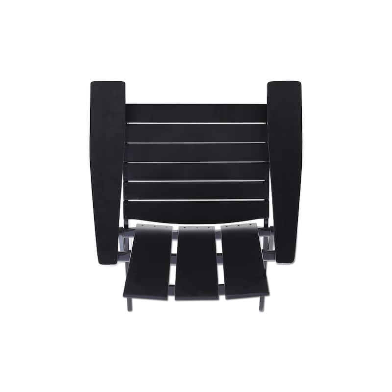 Foldable Outdoor Adirondack Chair, Rustic Black Steel and Acacia Wood