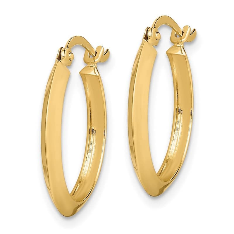 Curata 14k Yellow Gold Polished 19.5x2.25mm Knife Edged Hoop Earrings