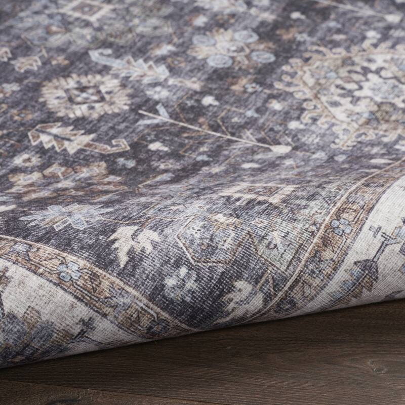 Fice Power Loomed Distressed Non Skid Stain Resistant Area Rug By HomeRoots - 84' X '60' X '0.25