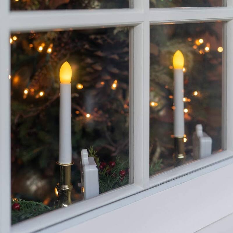 Solar Powered LED Flameless Christmas Holiday Window Candle With Suction Cup