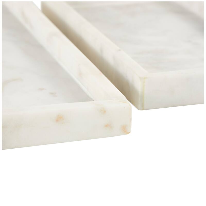 CosmoLiving by Cosmopolitan Marble Tray with Raised Border (Set of 2) - White, Black, Green