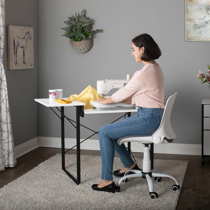 Sew Ready Dart Wood Top Sewing Table with Folding Top