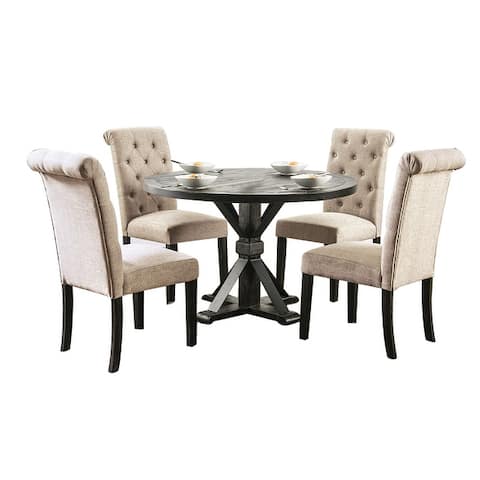 5 Piece Dining Set in Antique Black and Gray Finish