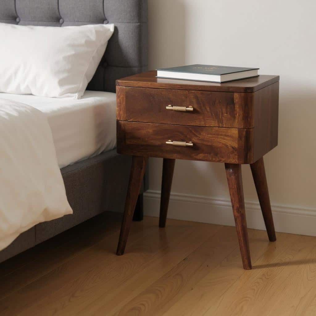 HomeRoots 23" Chestnut Solid Wood Two Drawer Nightstand