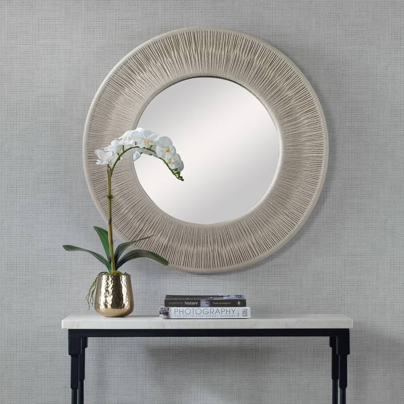 Uttermost Sailor's Knot White Small Round Mirror - 33"W x 33"H x 2.375"D