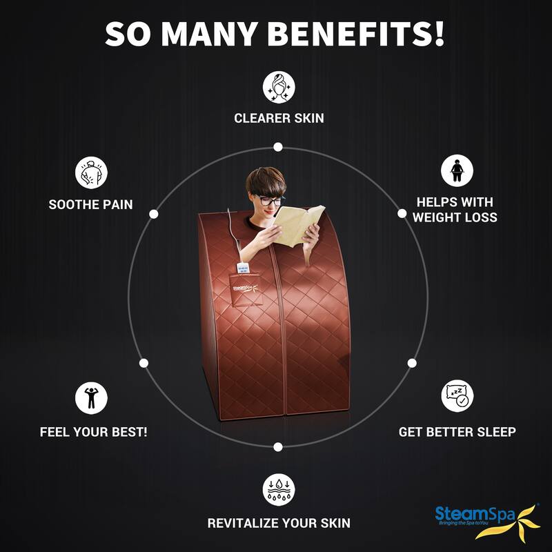 SteamSpa Portable 1-Person 1050 Watt Infrared Home Sauna with Digital Controller, Brown