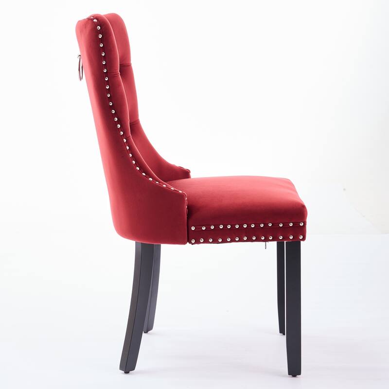 Modern Velvet Upholstered Dining Chair with Wood Legs,Set of 2