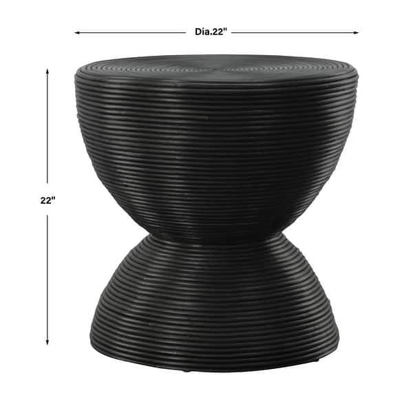 Bongo Rattan Side Table - 22" - Black