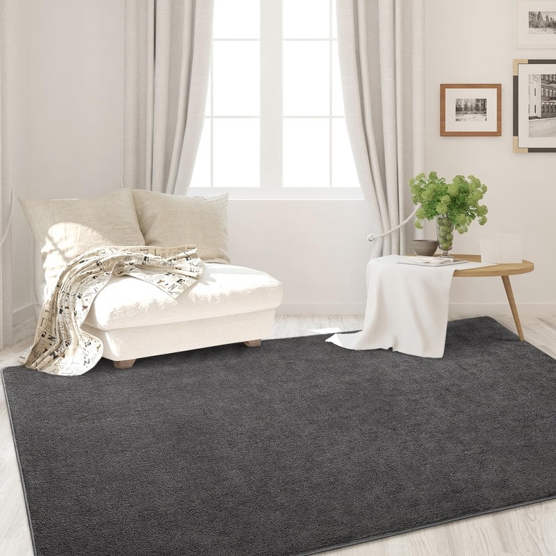 Area Rugs, Dark Grey Super Soft Comfy Thickened Memory-Foam Indoor Carpets