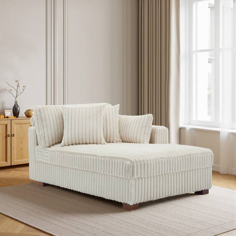 DREAMSIDEA Oversized Right Facing Chaise Lounge Lofa - White/2 Pillows