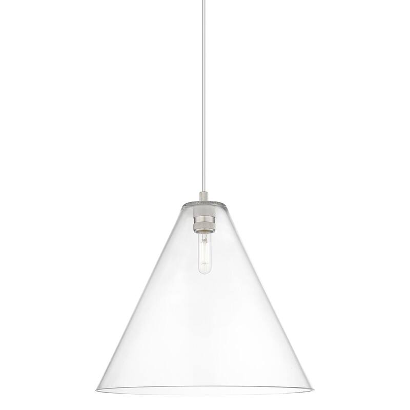 Innovations Lighting 434-1P-15-16 Crown Point Pendant Cone Crown Point - Satin Nickel / Clear