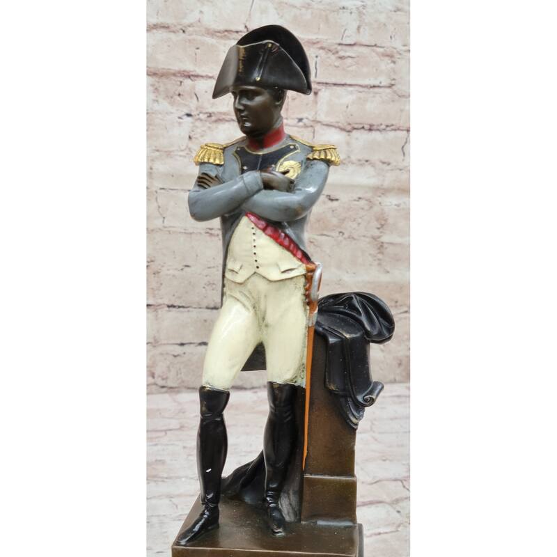 Napoleon Bonaparte Bronze Statue Sculpture Figure On Marble Base