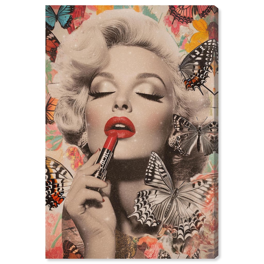 Iconic Lady Butterfly Collage Canvas by Art Remedy, Gallery Wrapped