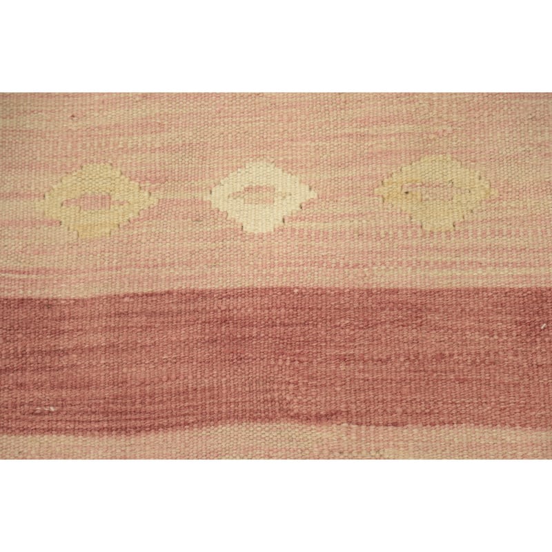 Hand Woven Oriental 100% Wool Carpet Southwestern Tribal Pink Kilim Area Rug - 5' 5'' X 3' 1''