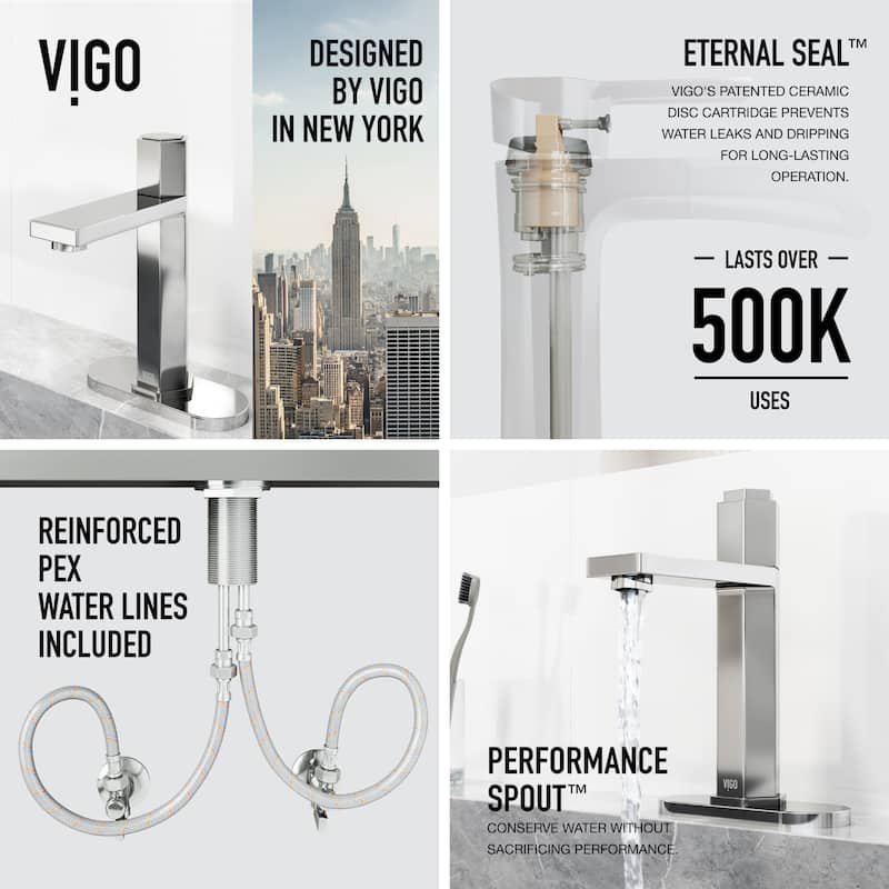 VIGO Nova 8" H Button Operated Single Hole Bathroom Faucet