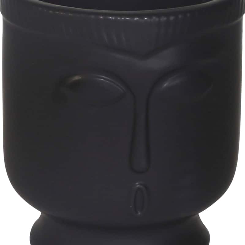 Sagebrook Home Modern Sleek 6" Ceramic Face Vase - Watertight Elegance with Stand for Home or Office Decor