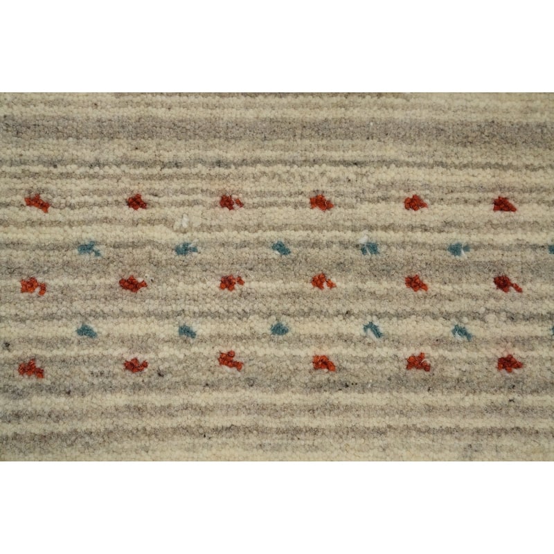 Hand Knotted Oriental 100% Wool Carpet Tribal Animal Pictorial Beige & Ivories Gabbeh Area Rug - 9' 0'' X 5' 11''