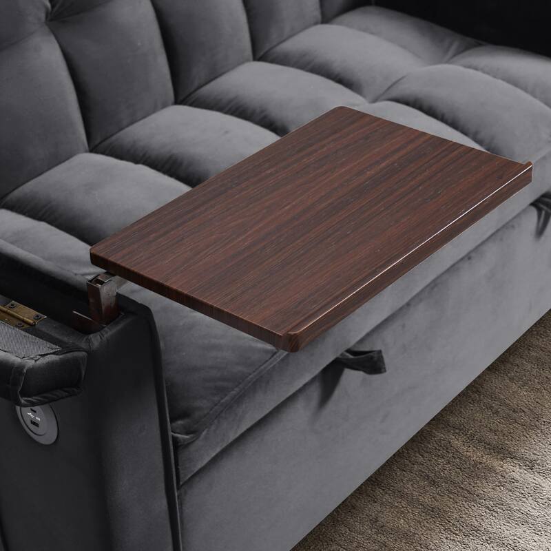 55.5" Convertible Velvet Double Sleeper Sofa Bed with Hidden Side Table