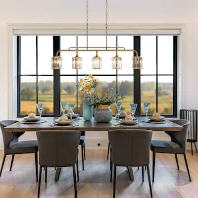 Modern 5-Light Crystal Chandeliers 47 IN Wide Island Lights for Kitchen Island