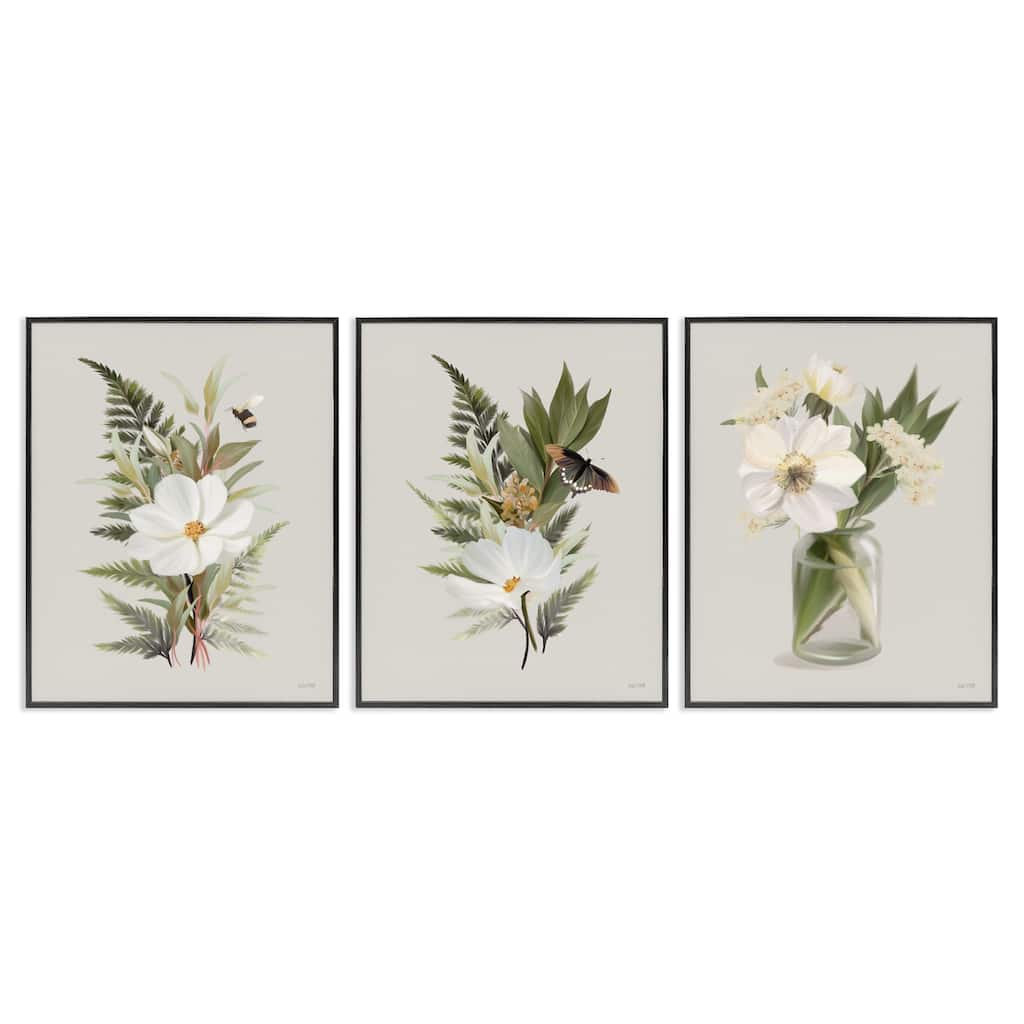 Stupell Country Magnolia Bundles Framed Giclee Art Design By House Fenway (Set of 3)