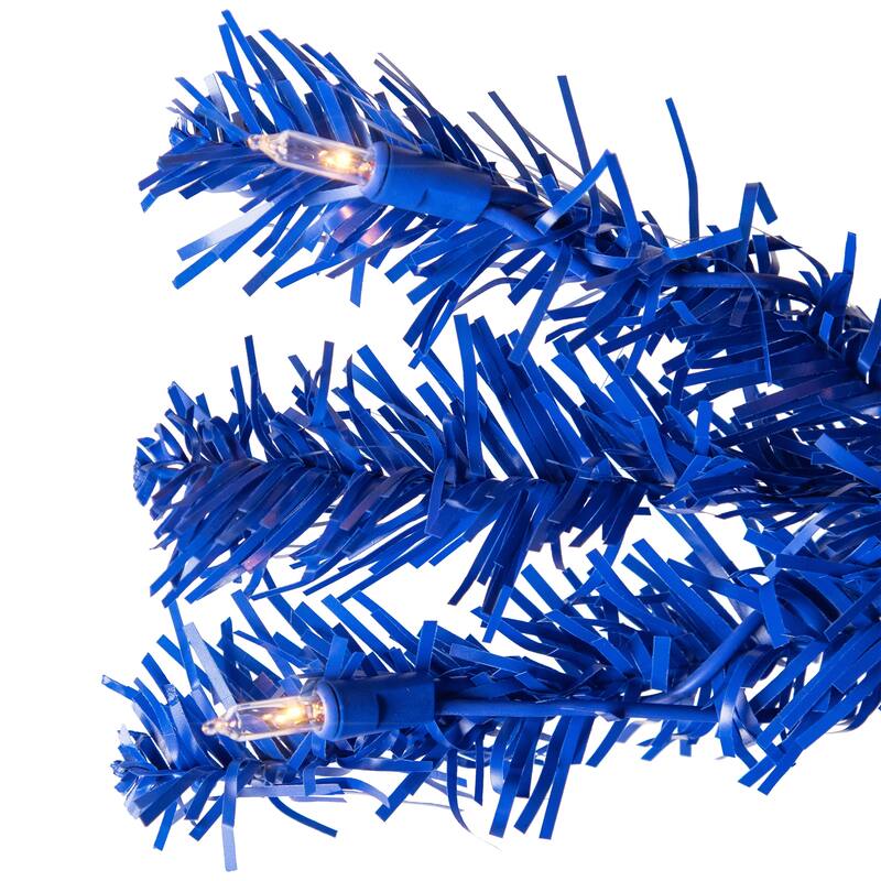 Pre-Lit Medium Artificial Pine Christmas Tree - 7' - Royal Blue - Clear Lights - 7 Foot
