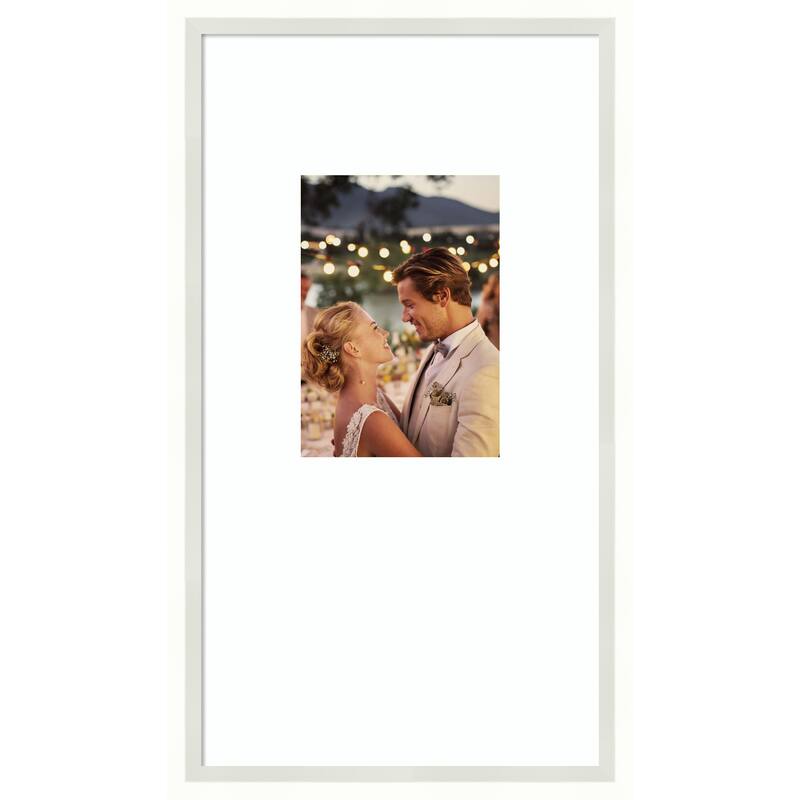 Lucie Black Framed Picture Frame, Photo Frame - 10x18 Matted White 5x7 - Lucie White
